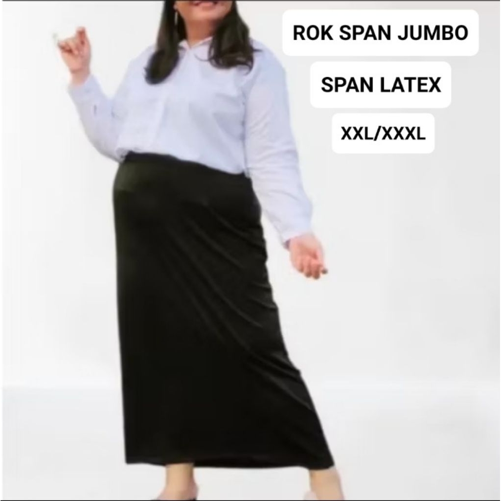 ROK SPAN PANJANG WANITA JUMBO ROK SCUBA LATEX TEBAL MUAT BB 100 KILO