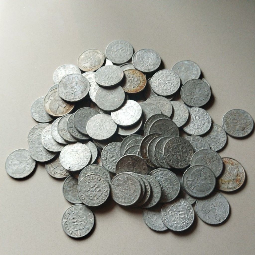 uang koin 10 sen tahun 50 bekas beredar sesuai foto asli