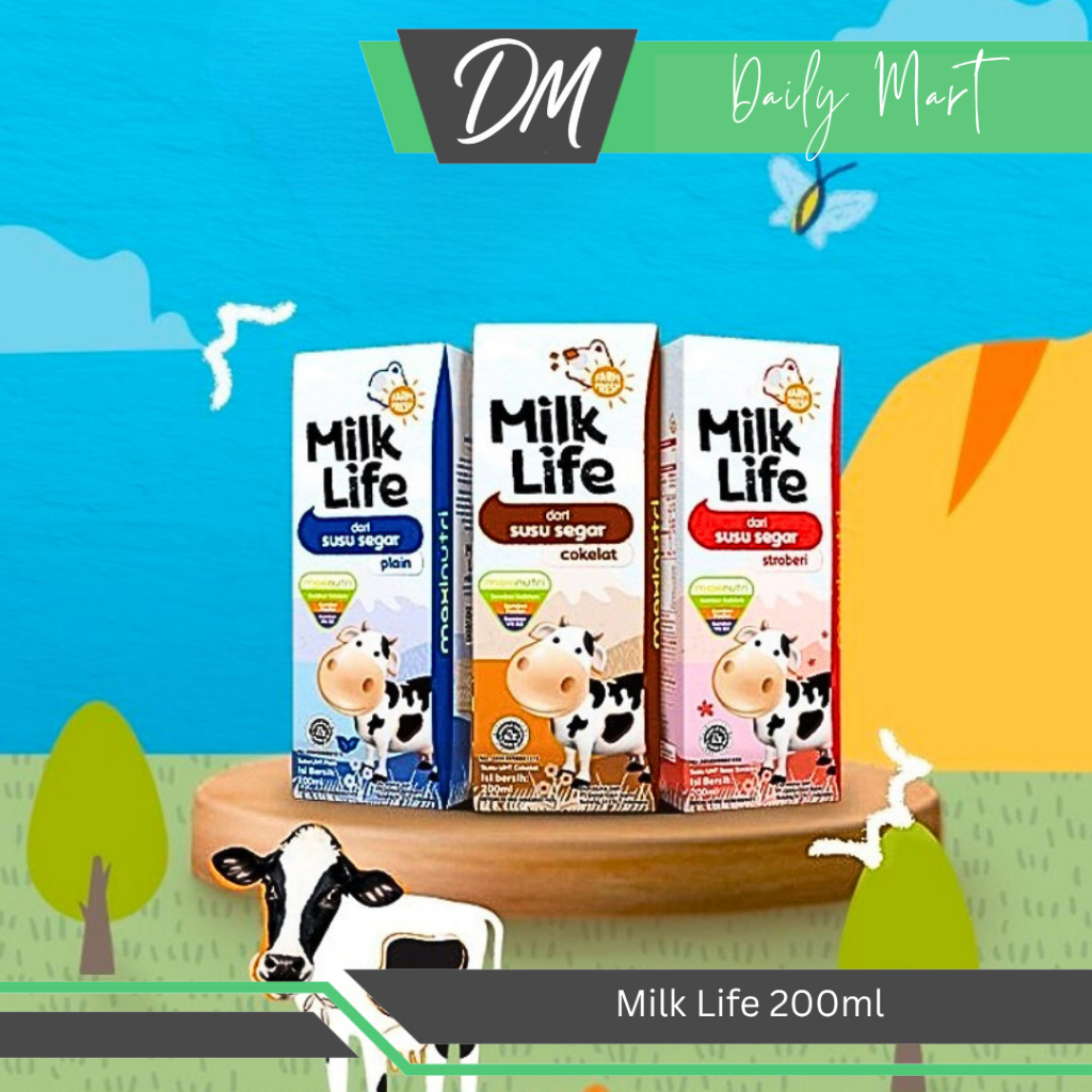 

Milk Life Susu UHT 200ml Stroberi/Coklat/Original - Minuman Susu Kemasan Original Bergizi Murah
