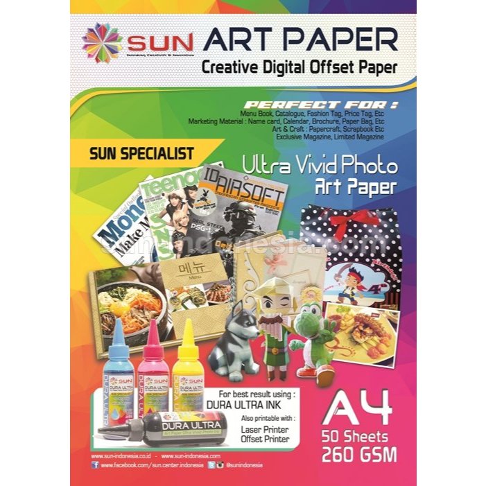 

SUN ART PAPER 260 GSM A4 (50 Lembar)