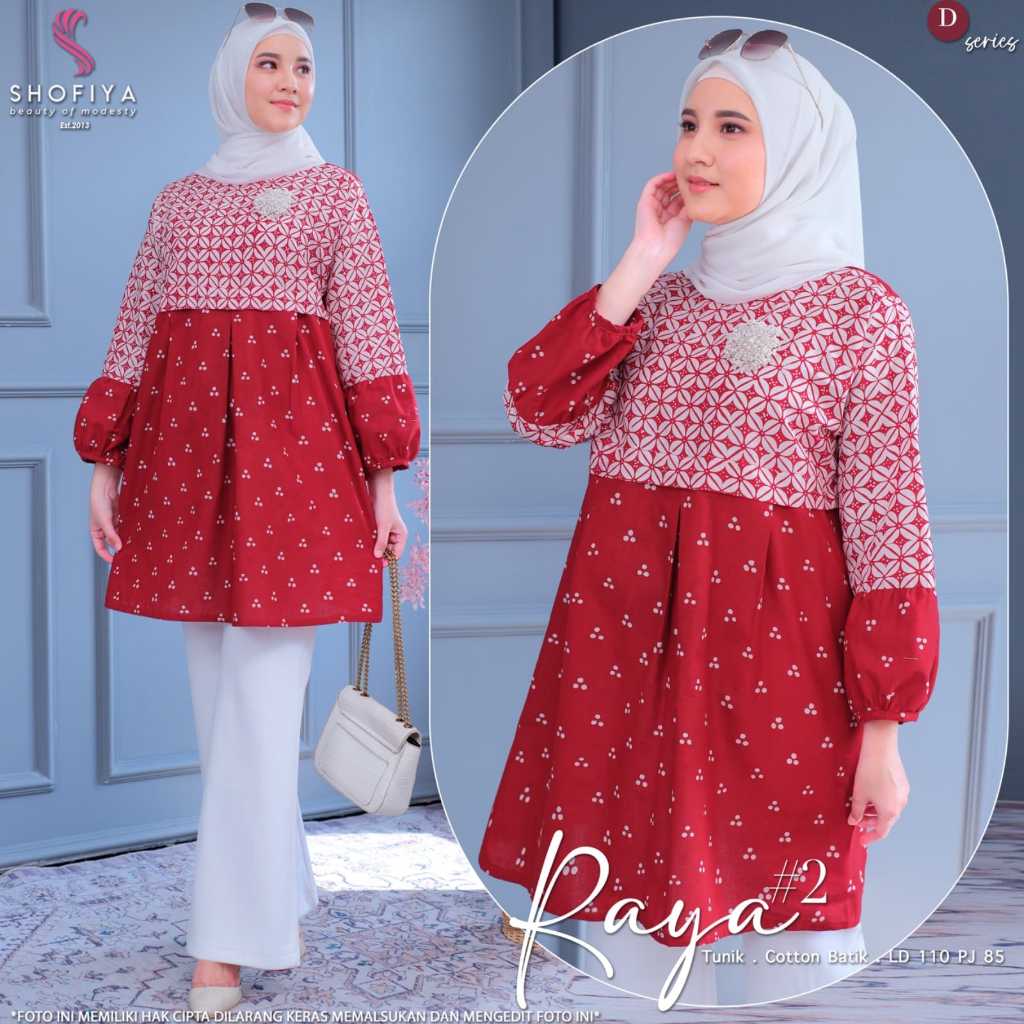 Raya tunik atasan baju tunic wanita jumbo ld 110 katun batik merah putih agustusan kemerdekaan 2025