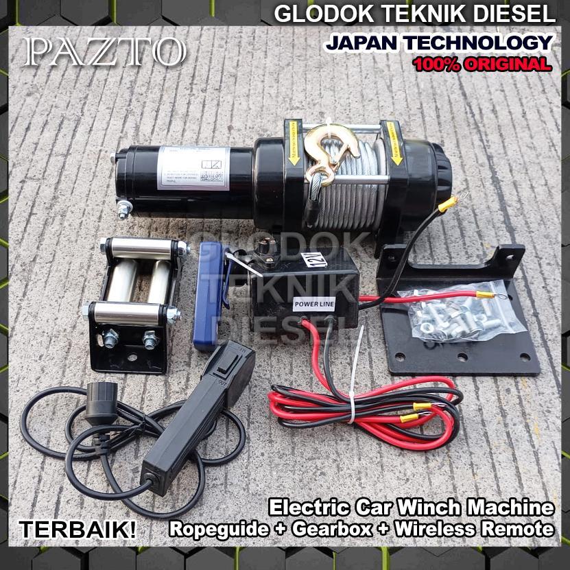 Electric Car Towing Wire Rope Winch Hoist 2000 Lbs x 15 | 10 | 6 Meter 12 Volt Heavy Duty HD 1 phase