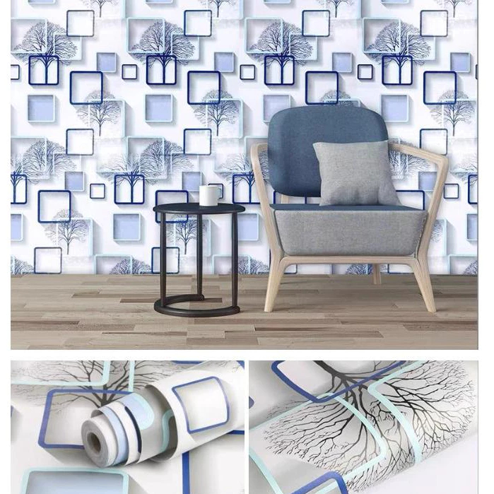 Wallpaper Dinding Kotak Biru Wallpaper Stiker Terbaru Tebal