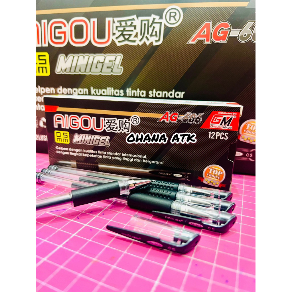 

( 1 PACK ) Pulpen Gel MINIGEL AIGOU AG-606 0,5mm ballpoint/ 1 PACK ISI 12 BIJI