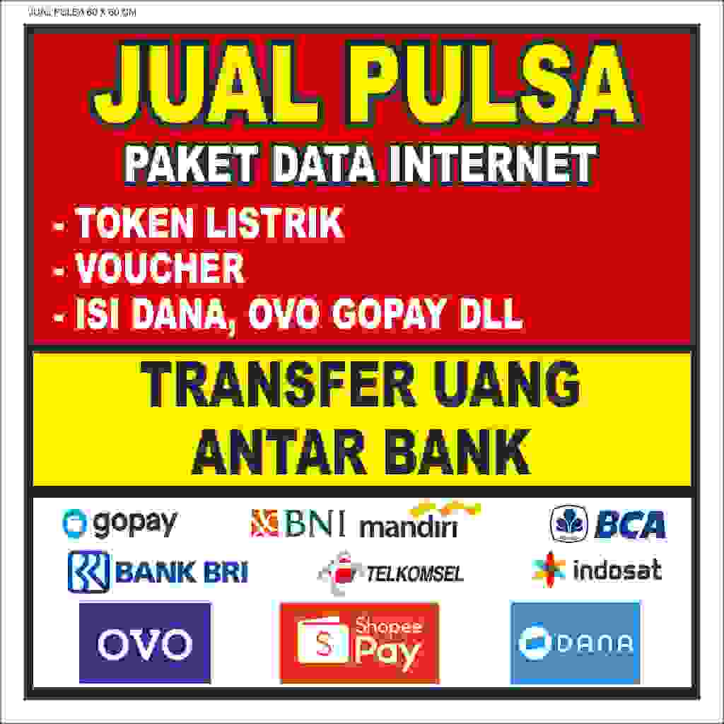 Spanduk Banner / Baliho Untuk Jual Pulsa Warna Merah Terang 60 X 60 CM