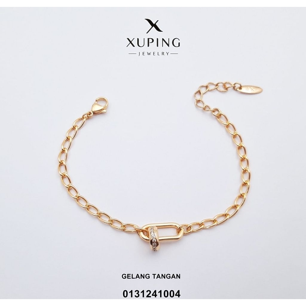 gelang wanita rantai emas kuning model oval permata
