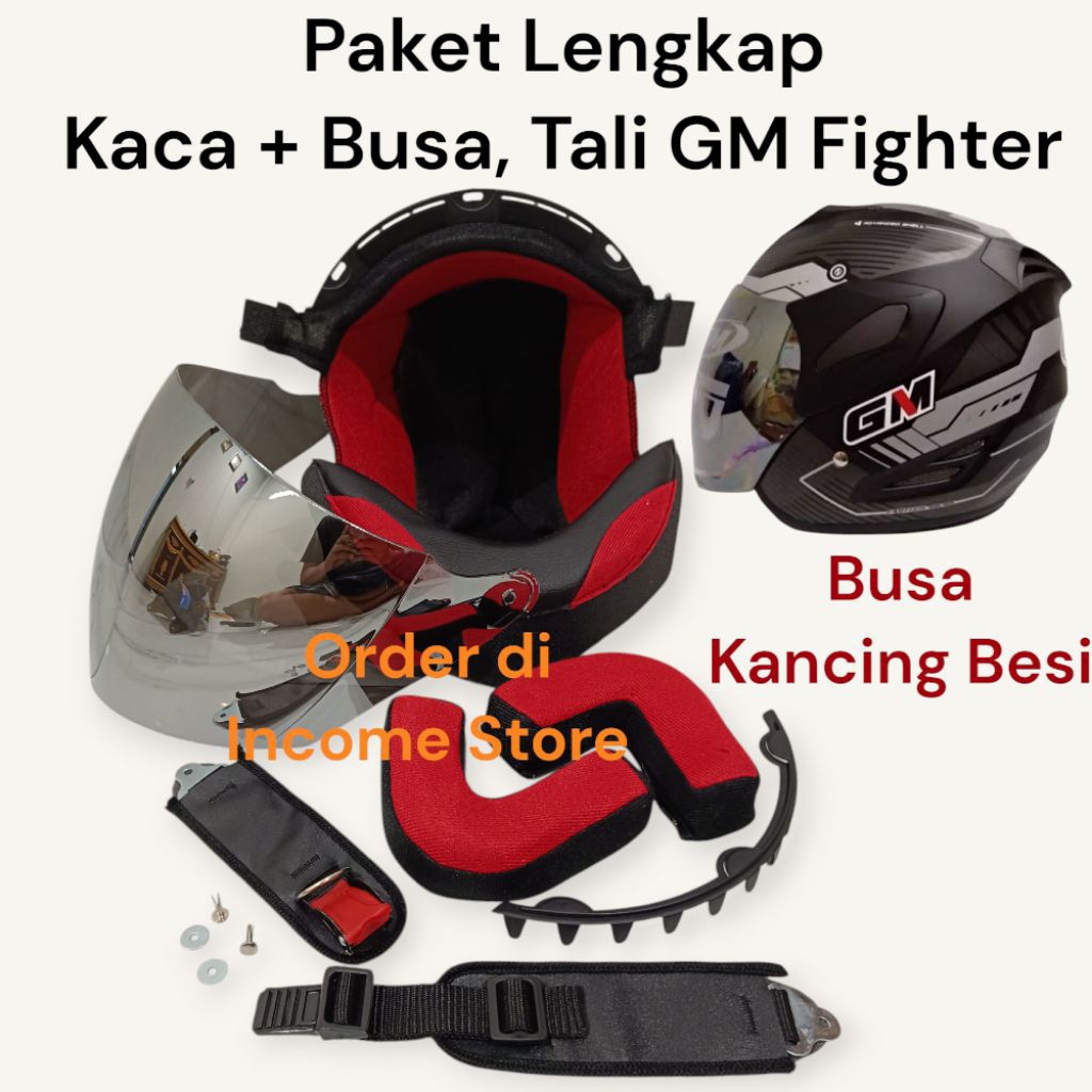 Paket Sevice Helm GM Fighter Kaca Helm GM Fighter + Busa Fullset GM Fighter
