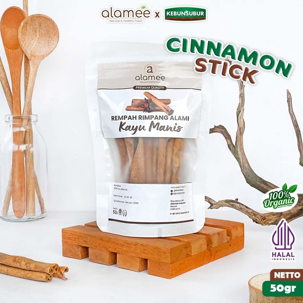 

ALAMEE Kayu Manis Batang Cinnamon Stick Rempah Organik Alami Bumbu Masak Spice 50gr Kebunsubur