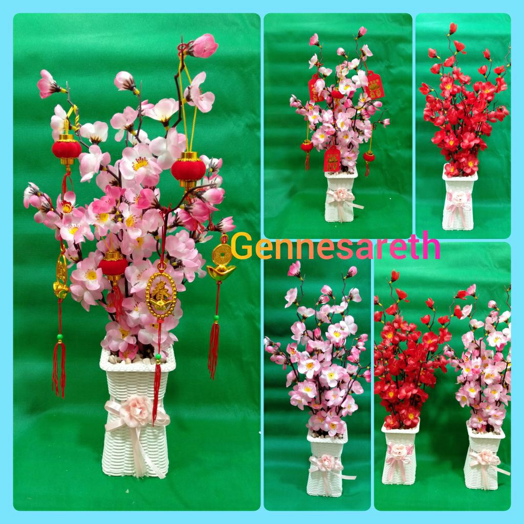Bunga Meihua pot 45cm/Bunga Imlek/Bunga sakura/Dekorasi Imlek/Hiasan Meja Sincia
