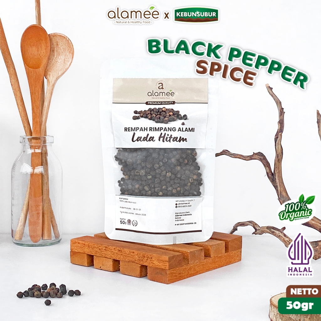 

ALAMEE Lada Hitam Biji Organik Utuh Whole Black Pepper Blackpepper Rempah Spice 50gr Kebunsubur