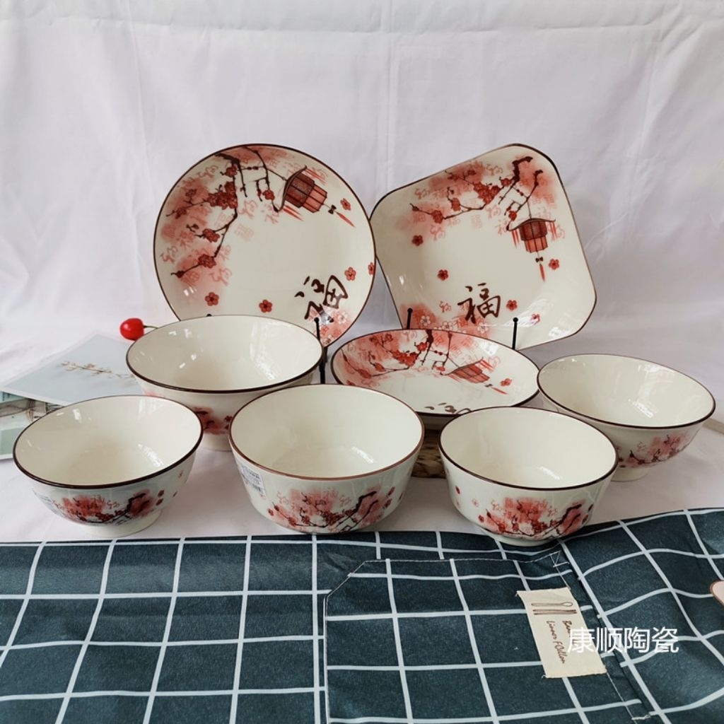 Mangkok Keramik Motif Imlek Cina 5inch  – Mangkuk Estetik Cantik Chinese Style -HMO