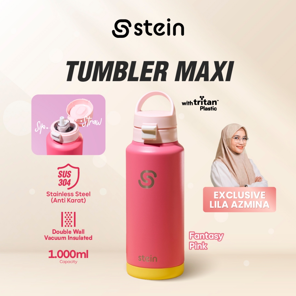 [EXCLUSIVE LILA AZMINA] Stein Tumbler Maxi Bottle 2in1 1000ml - Botol Minum Dua Fungsi 1 Liter
