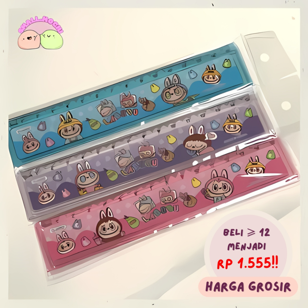 

1 Pcs Penggaris Transparan Karakter 15 Cm Sanrio Labubu Capybara Lucu