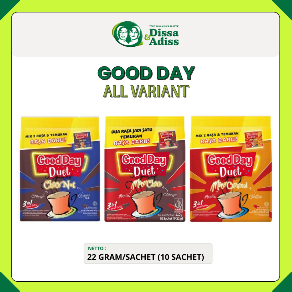 

Good Day (Duet) MINUMAN SERBUK INSTANT RENCENG @10 PCS / MINUMAN SERBUK SACHET - Tobaqdissa