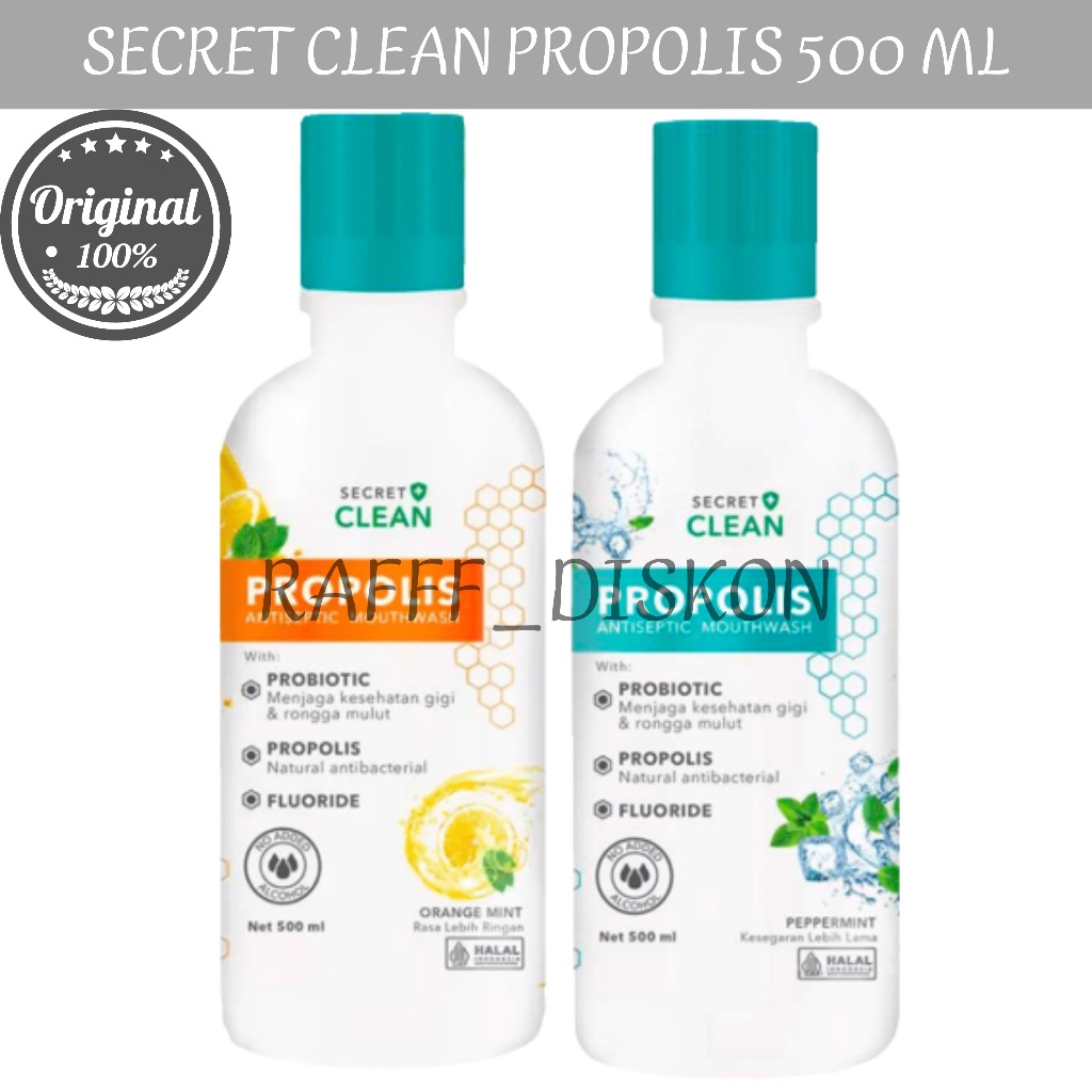 Obat Kumur Propolis 500 Ml - Secret Clean Propolis Antiseptic Mouthwash / Propolis Antiseptic Mouthw