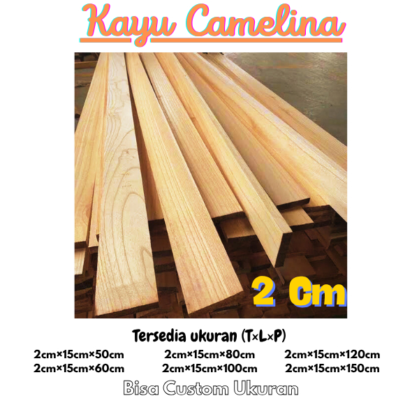 Kayu Mahoni Putih Camelina papan ukuran lebar 15cm