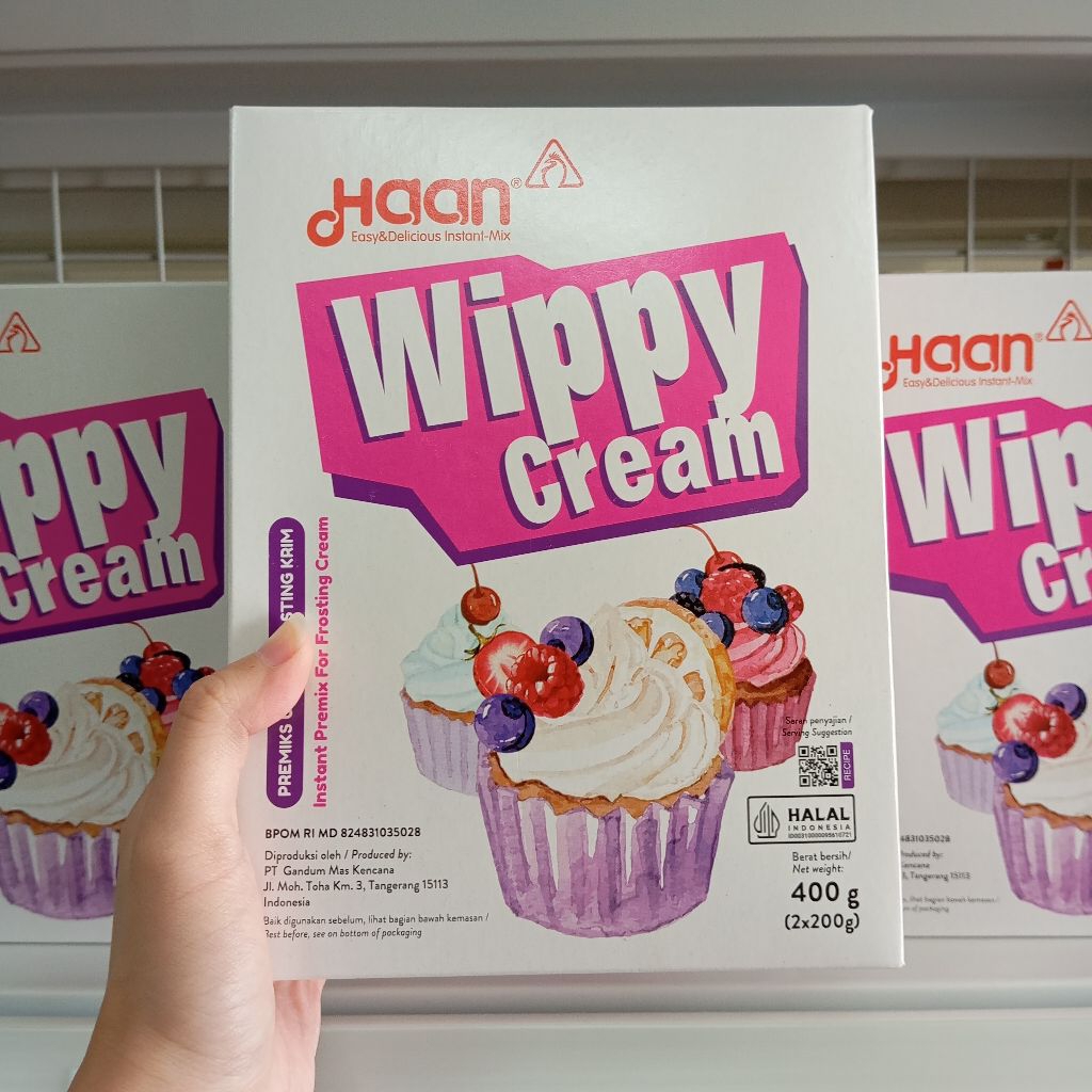 

Haan Wippy Whip Cream Bubuk Non Dairy 400g Tepung Premiks Topping Filling Dekorasi Kue Cake Roti