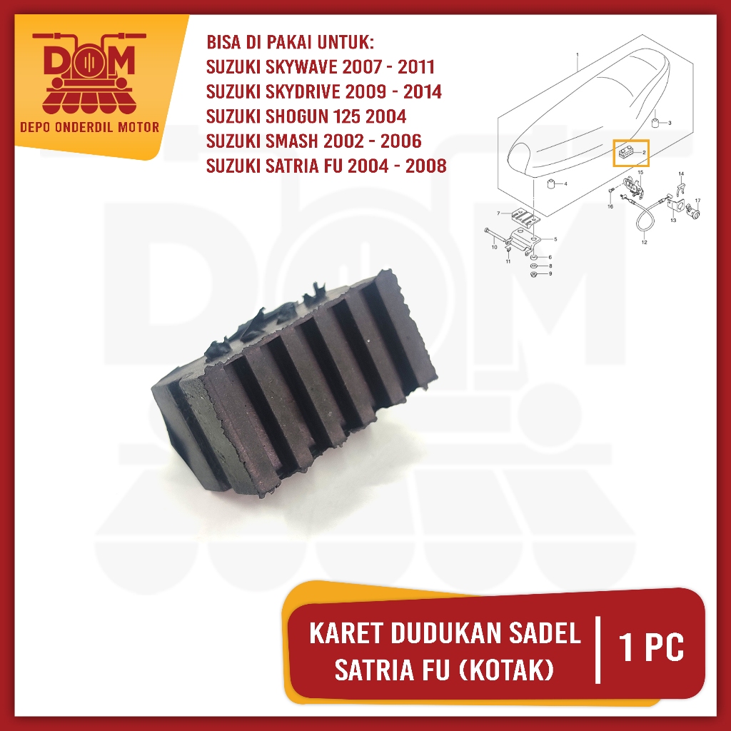 Karet Dudukan Sadel Jok SATRIA FU KOTAK (PSP) Karet Ganjal Peredam Bantalan Jok Sadel Satria Fu 150