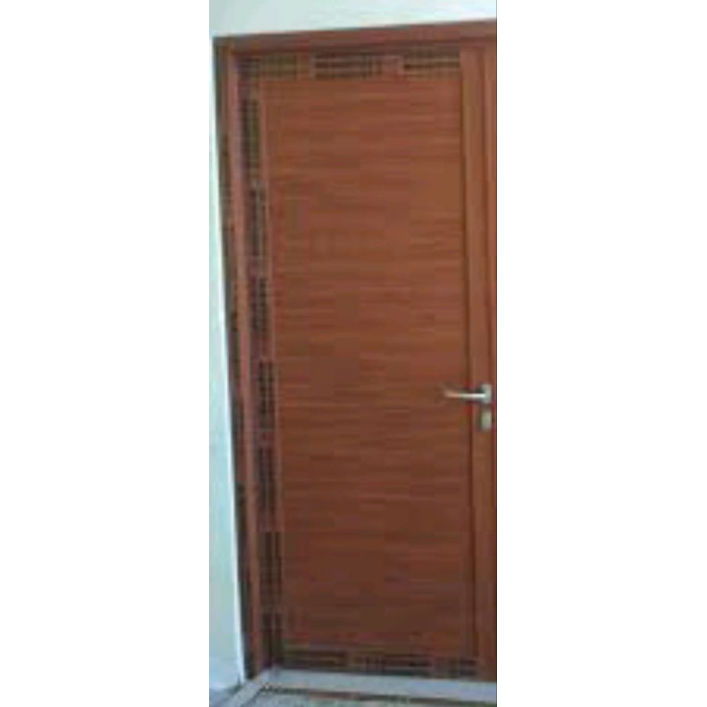 kusen+pintu alumunium Ful 3 in warna serat kayu ukuran L 90 x210.gratis Peking kayu