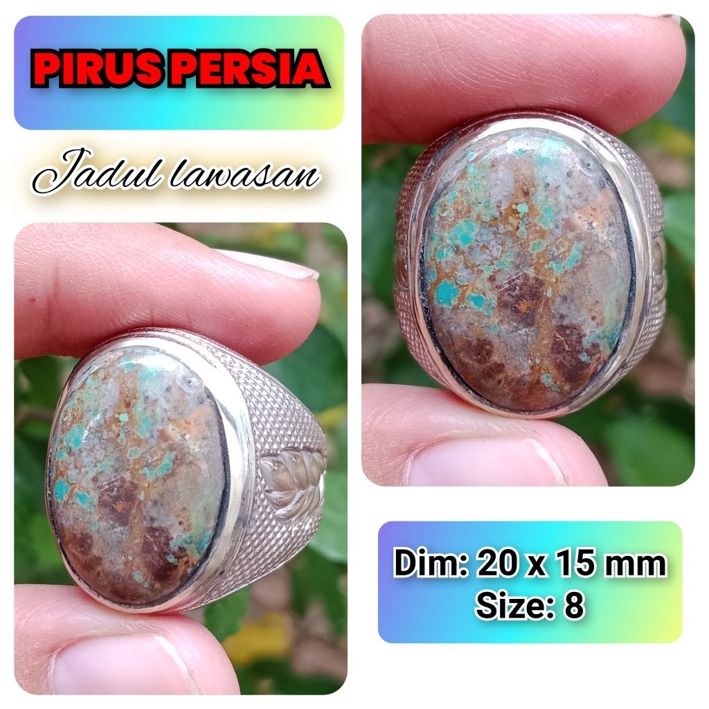 pirus Persia cincin batu akik asli pirus Persia siap pakai.23