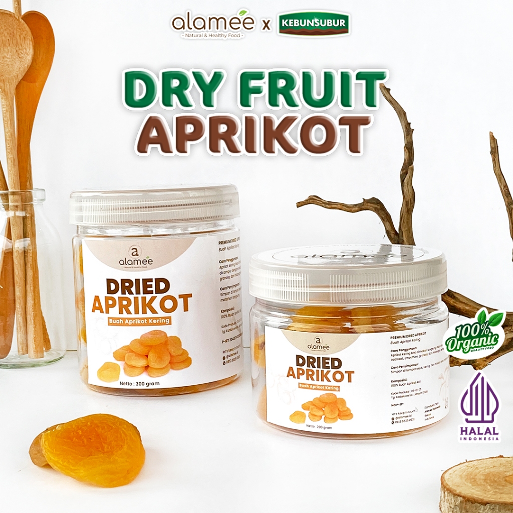 

ALAMEE Dried Apricot Buah Aprikot Kering Dried Fruit Apricots Tanpa Biji Cemilan Buah Sehat 300gr kebunsubur