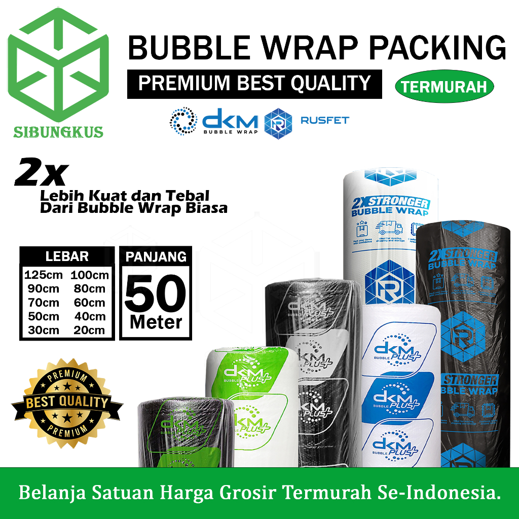 

Bubble Wrap DKM Plus Premium Quality Termurah Plastik Bubblewrap Packing Online Shop 125cm X 50m Roll