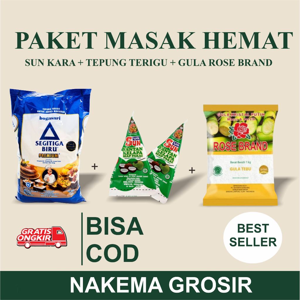 

PAKET MASAK HEMAT - SUN KARA 65 ML + TEPUNG TERIGU 1 KG + GULA ROSE BRAND 1 KG - COCOK UNTUK WARUNG DAN ANAK KOST - NAKEMA GROSIR