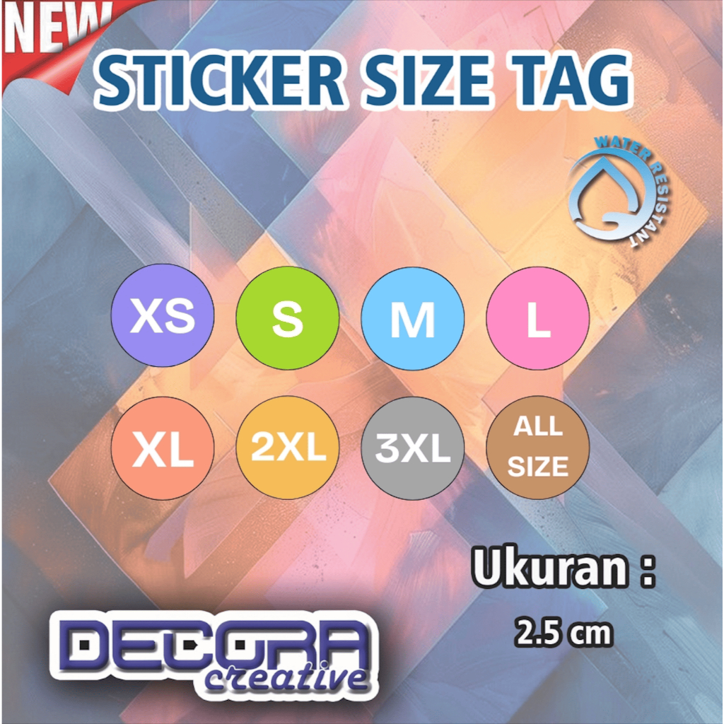 

(70 PCS) STICKER LABEL CROMO CIRCLE WARNA SIZE TAG BAJU PAKAIAN TSHIRT