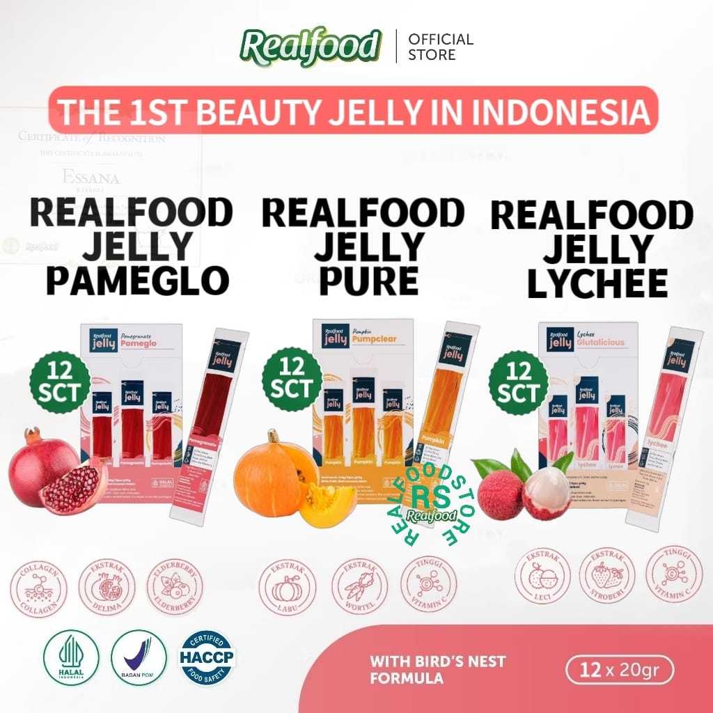 

Realfood Jelly Flawless , Leci , Pure 12 Sct ( Cemilan Sehat Dengan Formulasi Buah Dan Sarang Burung Walet ) RS
