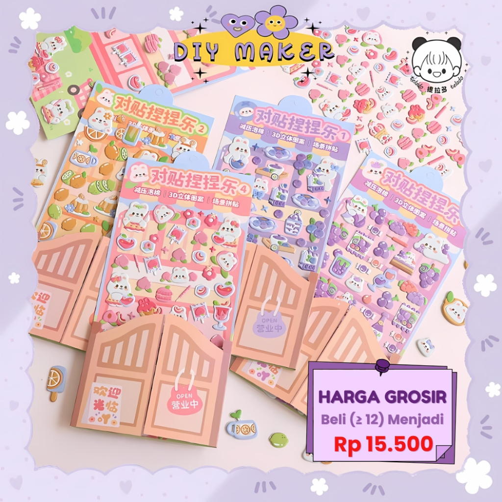 

DM Stiker 3D Timbul Dekor DIY / Mainan Stiker Tempel Buku Kertas Stiker Timbul Random Stiker TLD142