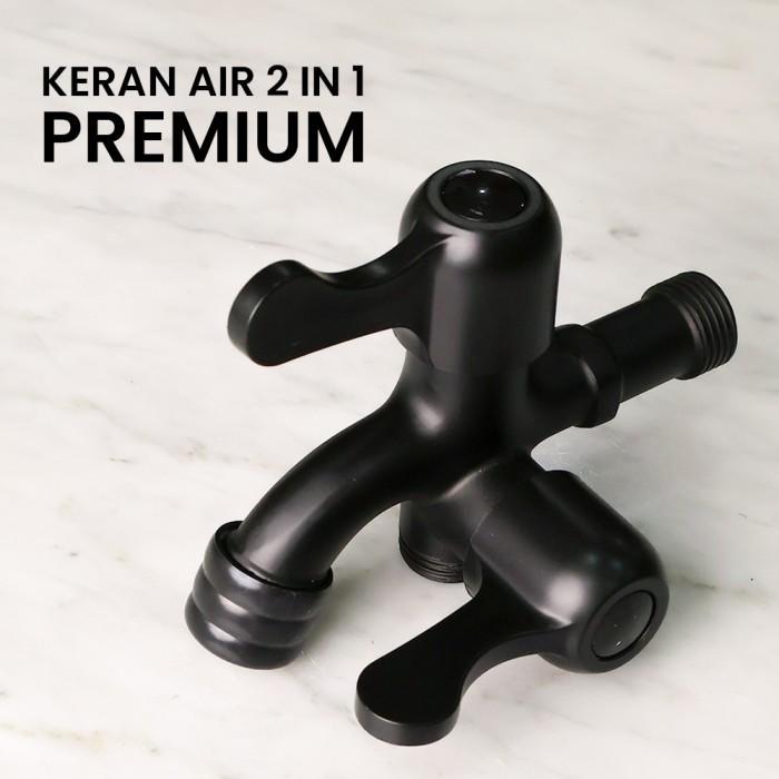 KRAN CABANG HITAM 1/2 INCH - KRAN AIR CABANG DOUBLE KRAN TEMBOK SHOWER