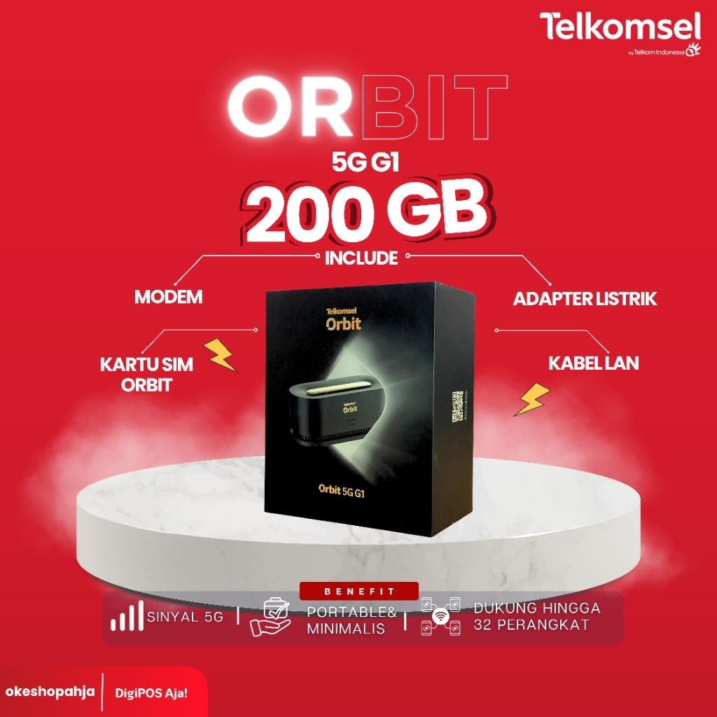 Telkomsel Orbit 5G G1 - Modem WiFi Rumah & Kantor, Internet Cepaat + Stabil
