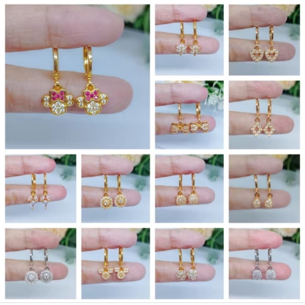 terbaru import Zirkon anting titanium wanita emas muda anti karat dewasa tusuk Korea asli