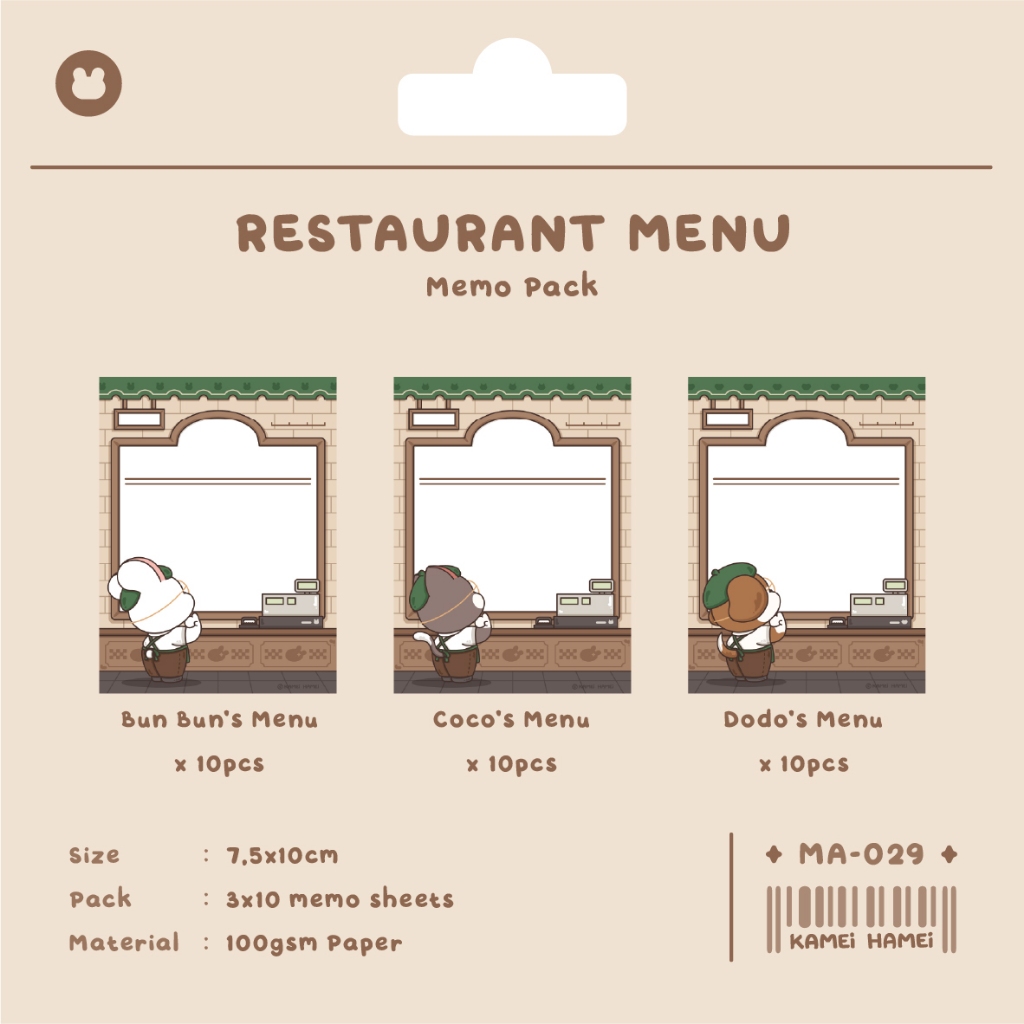 

KAMEI HAMEI Food Memopad / Kertas Catatan Menu Makanan Restoran