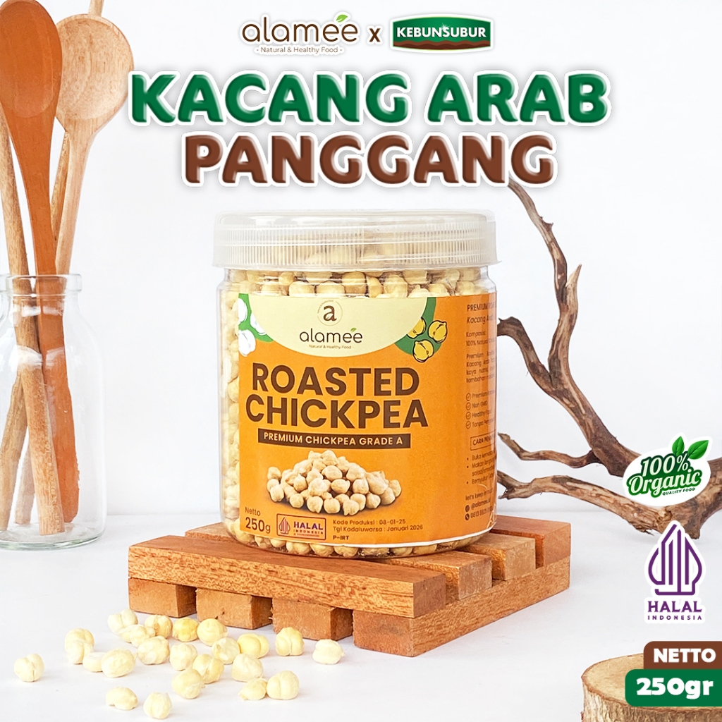 

ALAMEE Kacang Arab Panggang Roasted Chikpea Kacang Adas Gurih Matang Siap Makan PREMIUM 250gr kebunsurbur
