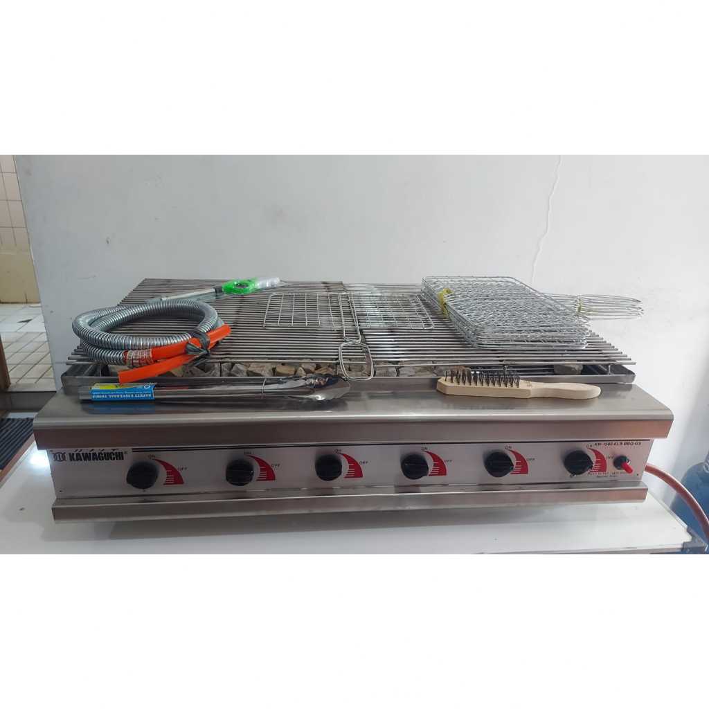 KAWAGUCHI Kompor Gas BBQ 6 Burner Ikan Ayam Seafood Kambing Guling Sapi Bakar Panggang Gas Stove