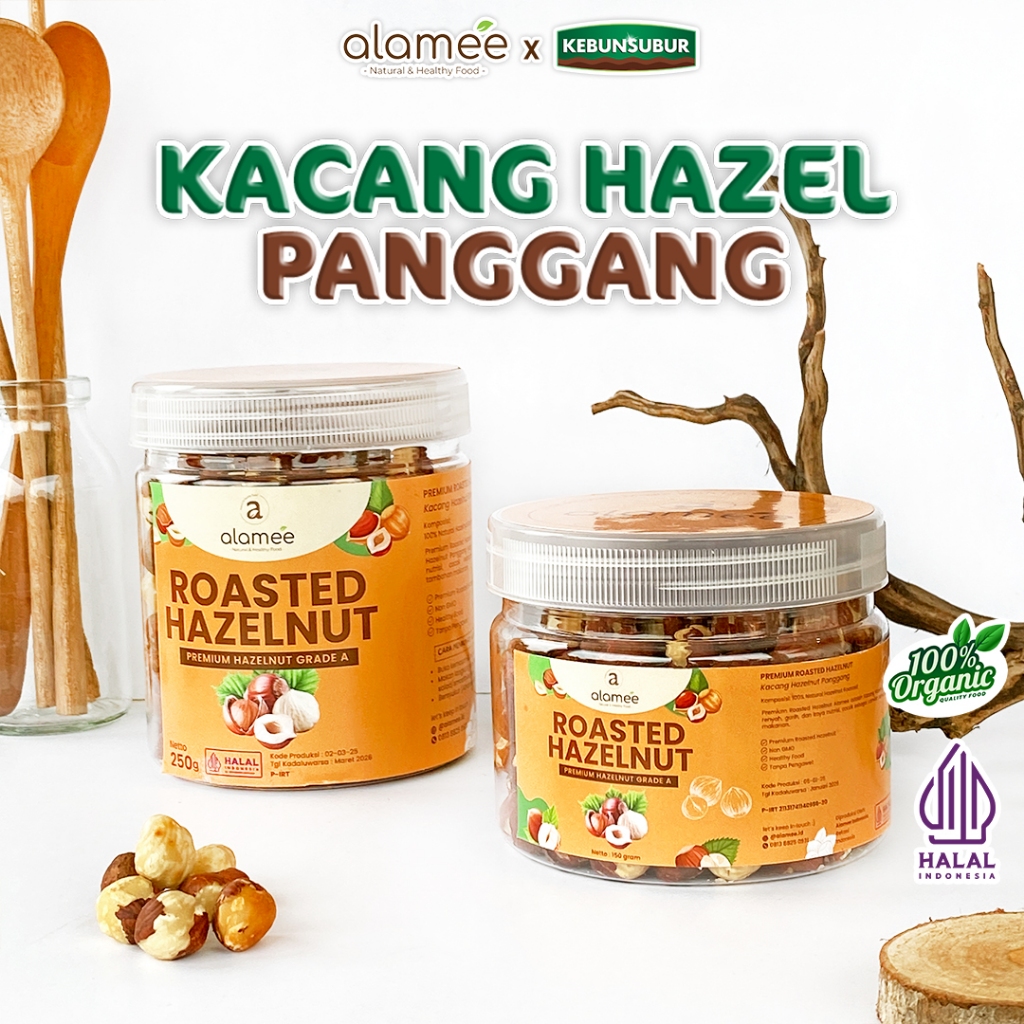 

ALAMEE Kacang Hazelnut Panggang Hazelnut Roasted Cemilan Sehat Rendah Kalori Kacang Kemiri 250gr kebunsurbur