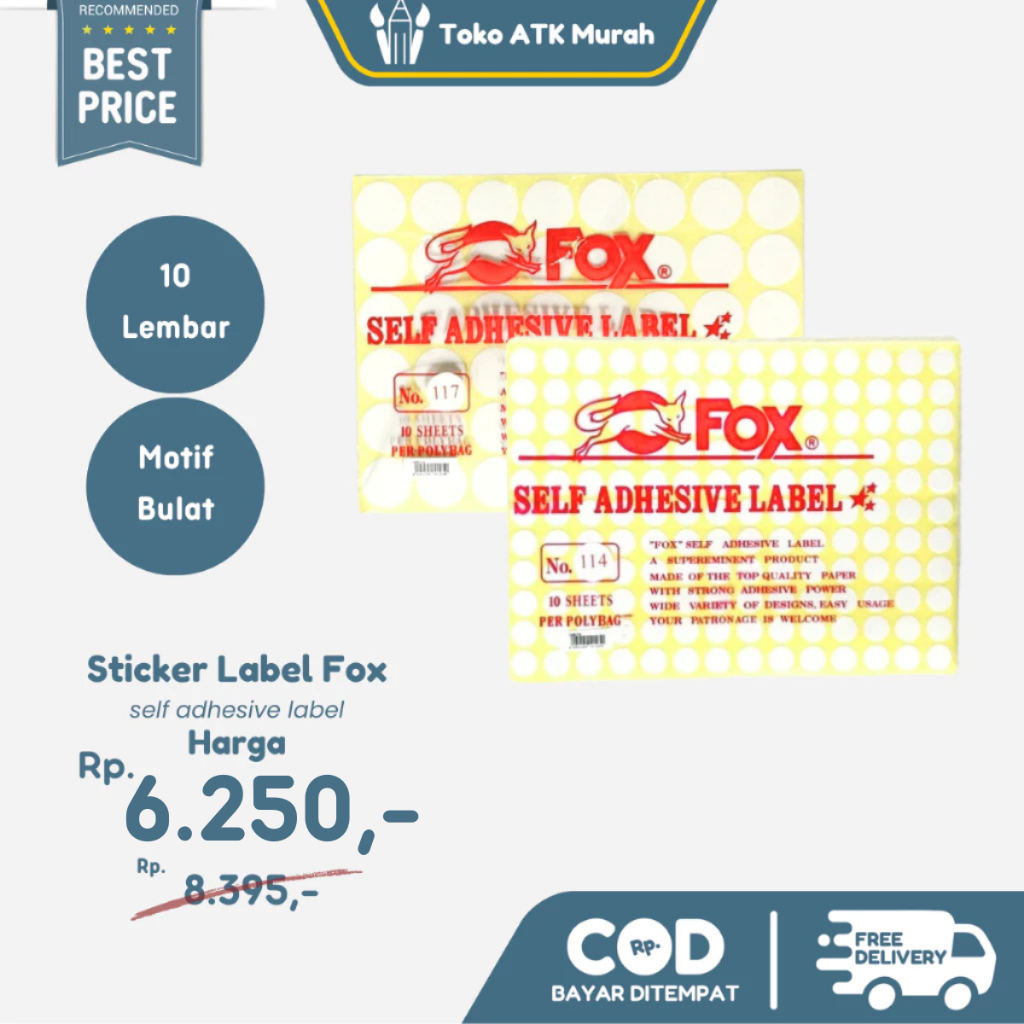 

Kertas Label Stiker Bulat Fox No. 114 ( ø 13 mm ) / No. 117 ( ø 25 mm )