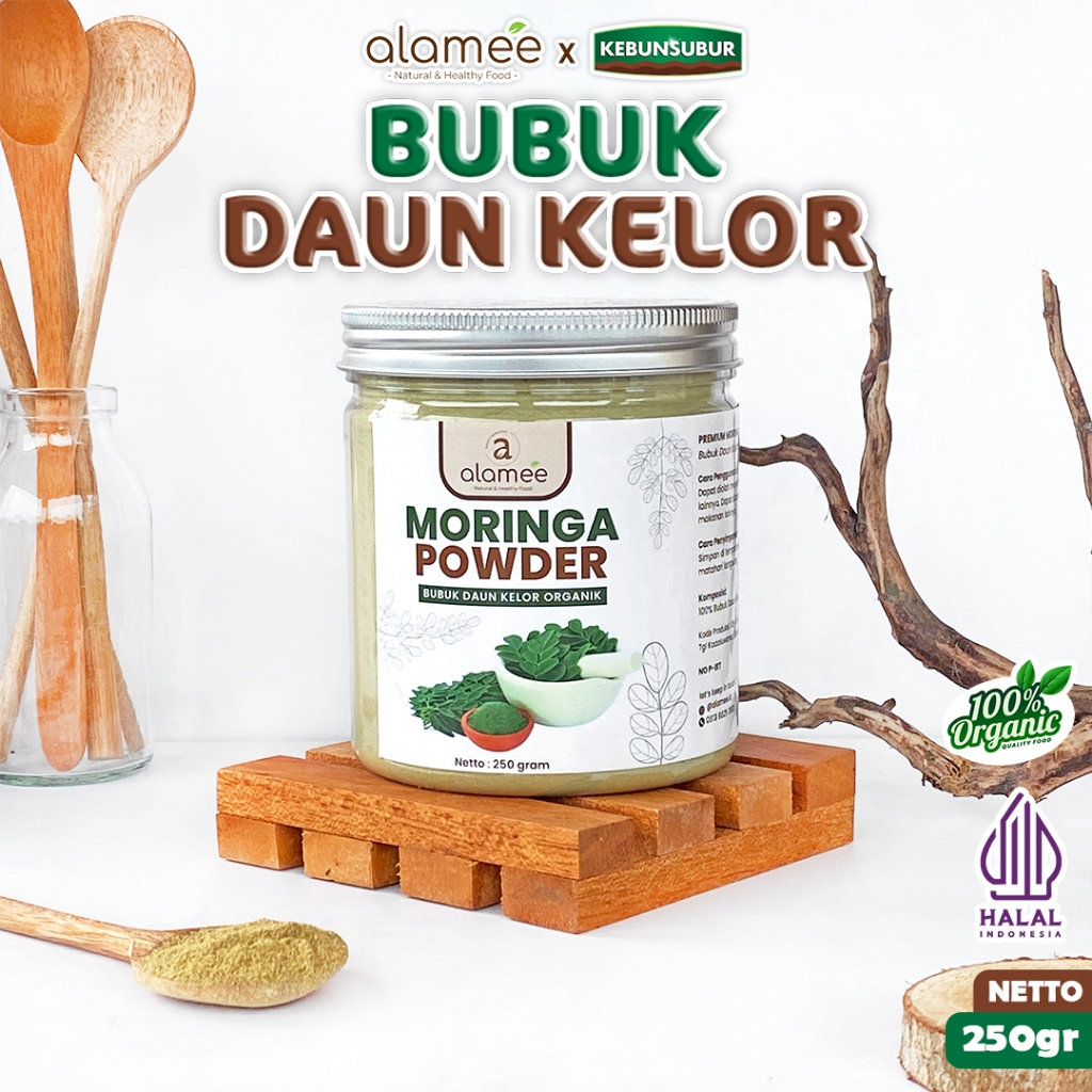 

ALAMEE Bubuk Minuman Daun Kelor Moringa Powder Serbuk Daun Kelor Herbal Tanpa Gula 250gr kebunsurbur
