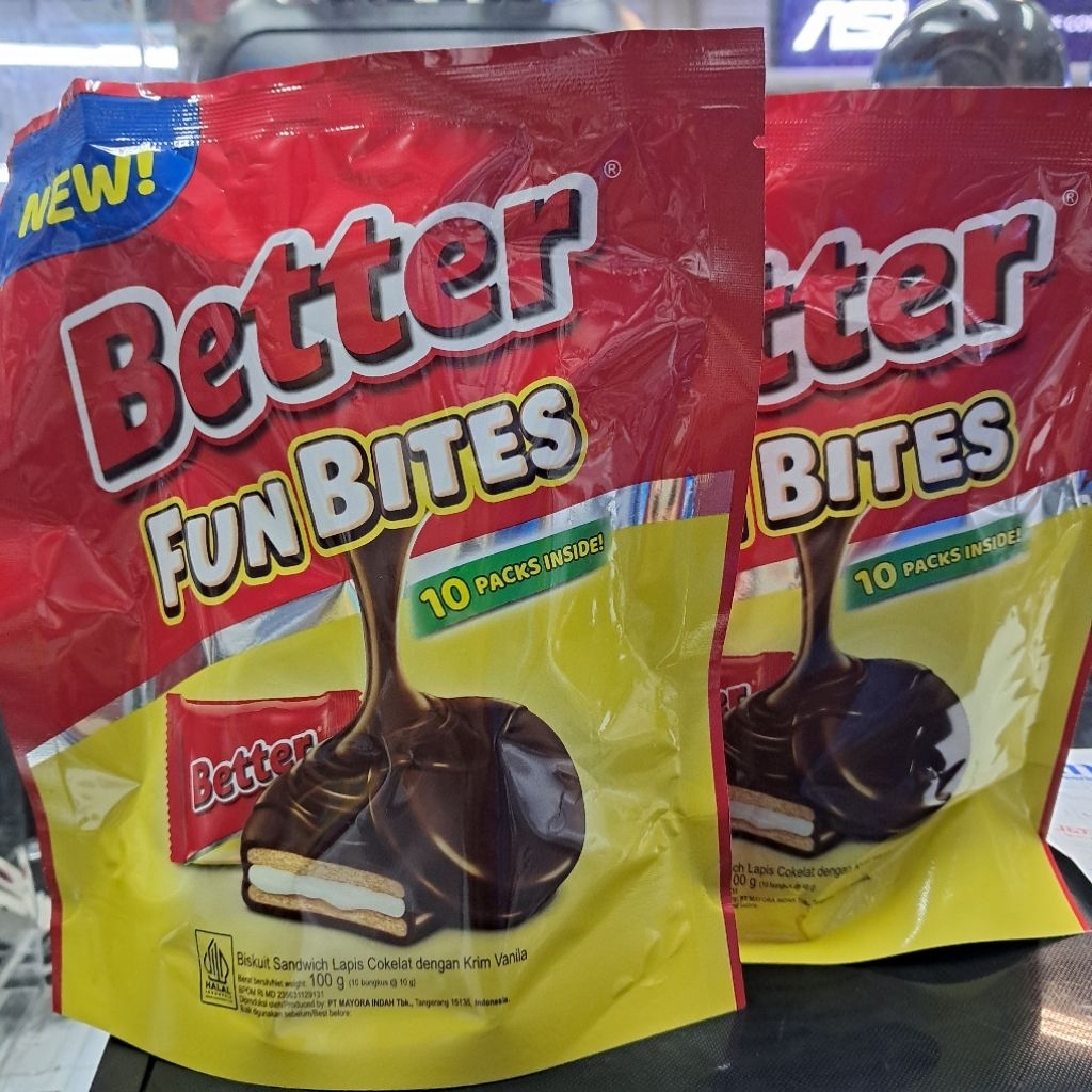 

Better Fun Bites Biskuit Sandwich Coklat Vanila Pouch 100 g