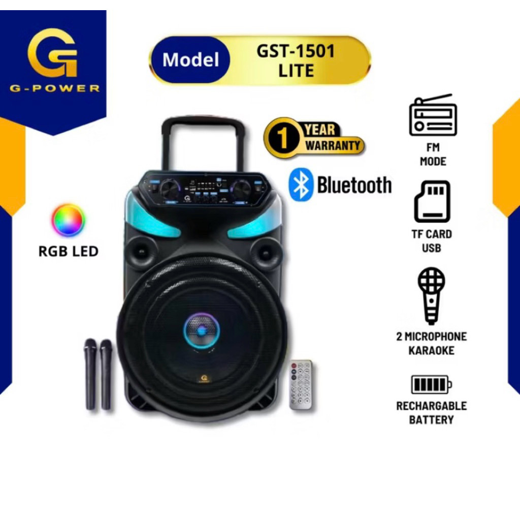 Speaker Aktif G-Power Lite GST 1501 15 Inch / Speaker Karaoke Bluetooth GPower Lite GST1501 15 Inch