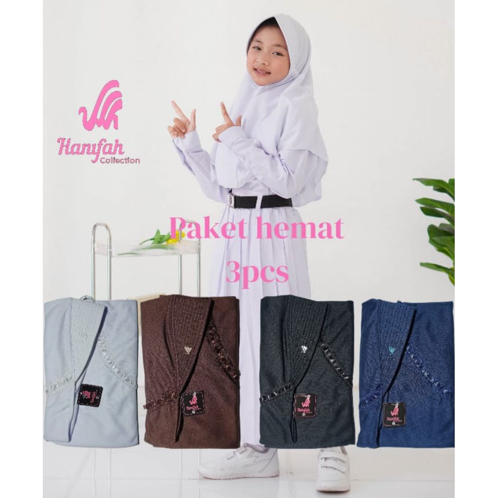 Grosir 3 pcs Jilbab Instan Anak sekolah SD SMP & SMA model innova Lx by Hanifah