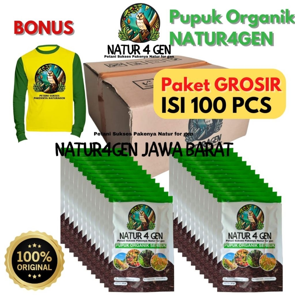 100 pcs Bio Organik Natur4gen (Bonus Kaos) PAKET SUPER GROSIR naturagen serbuk naturagen ori naturag