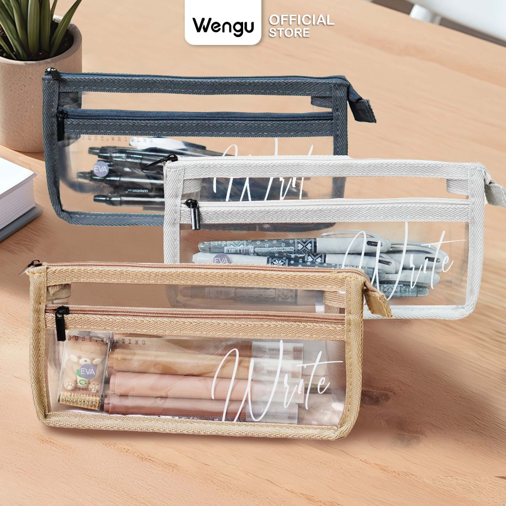 

[BARU] Tempat Pensil PVC Bening Transparan Aesthetic Kapasitas Besar / Kotak Pensil - WGBD035