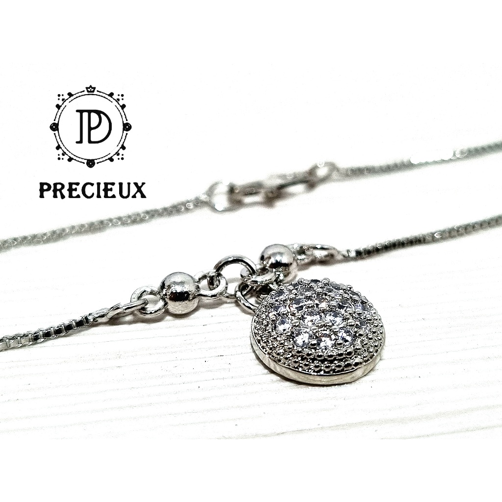 Kalung Titanium Wanita Premium Luxury Rhodium Ion Plated Silver Moonlight Titanium Necklace " Precie