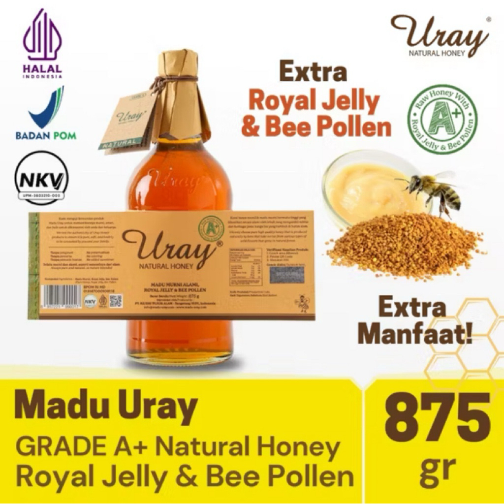 

Madu Uray 875gr – Madu Alami Grade A+ dengan Royal Jelly & Bee Pollen