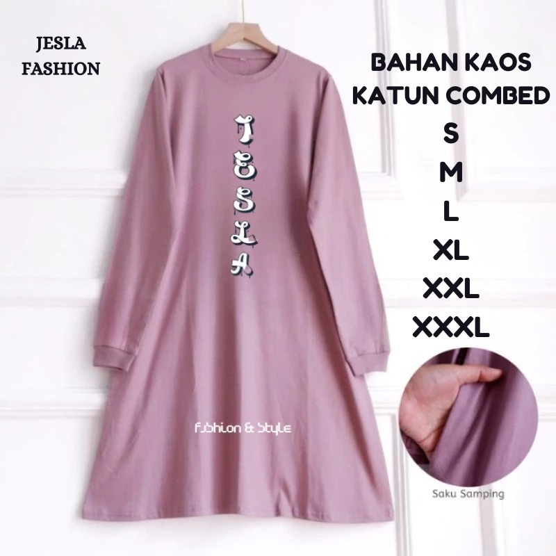 Atasan Wanita Kekinian Lengan Panjang Nagita Tunik BO Size S M L XL XXL XXXL  Bahan Kaos Katun Combe