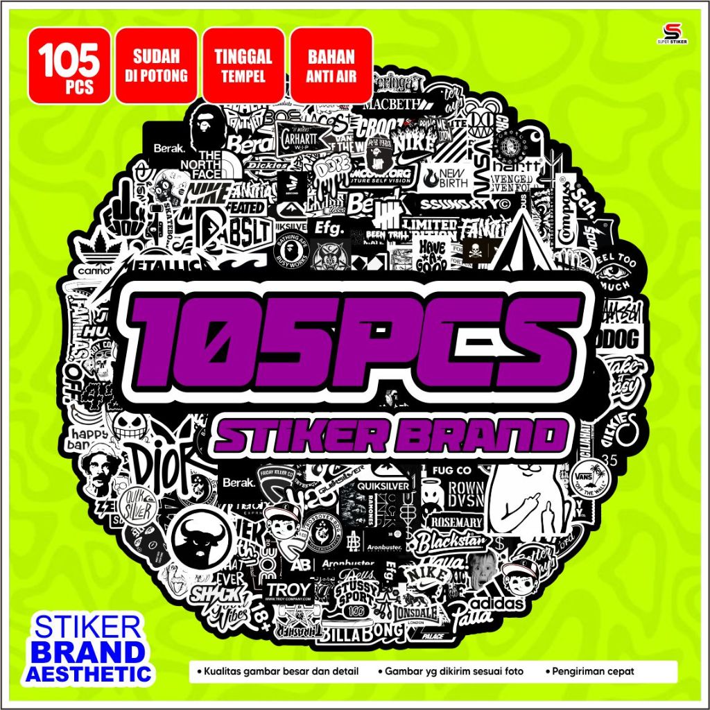

105PCS STIKER BRAND SUDAH CUTTING ANTI AIR