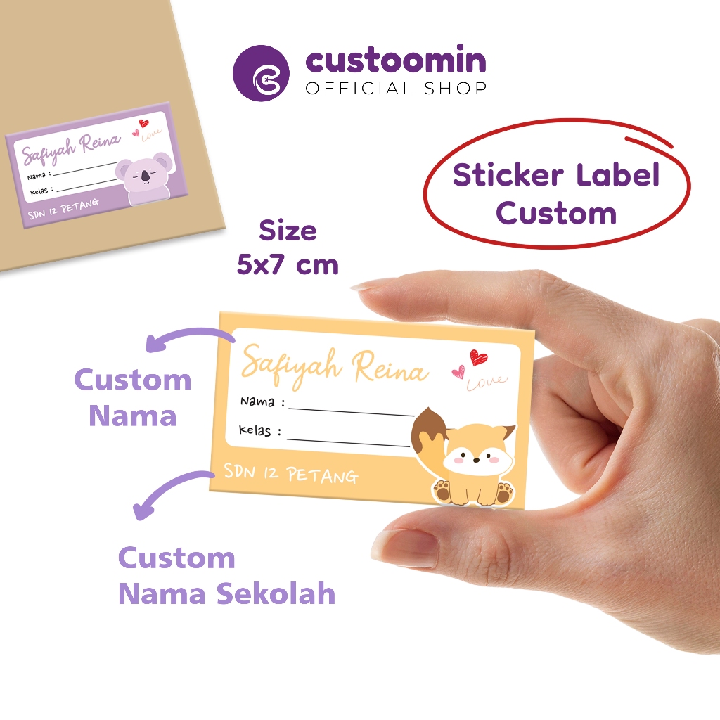 

Sticker Sampul Nama Anak Custom #Tema Animal (Uk. 5x7 cm) - Label Sampul Nama Anak | Custoomin