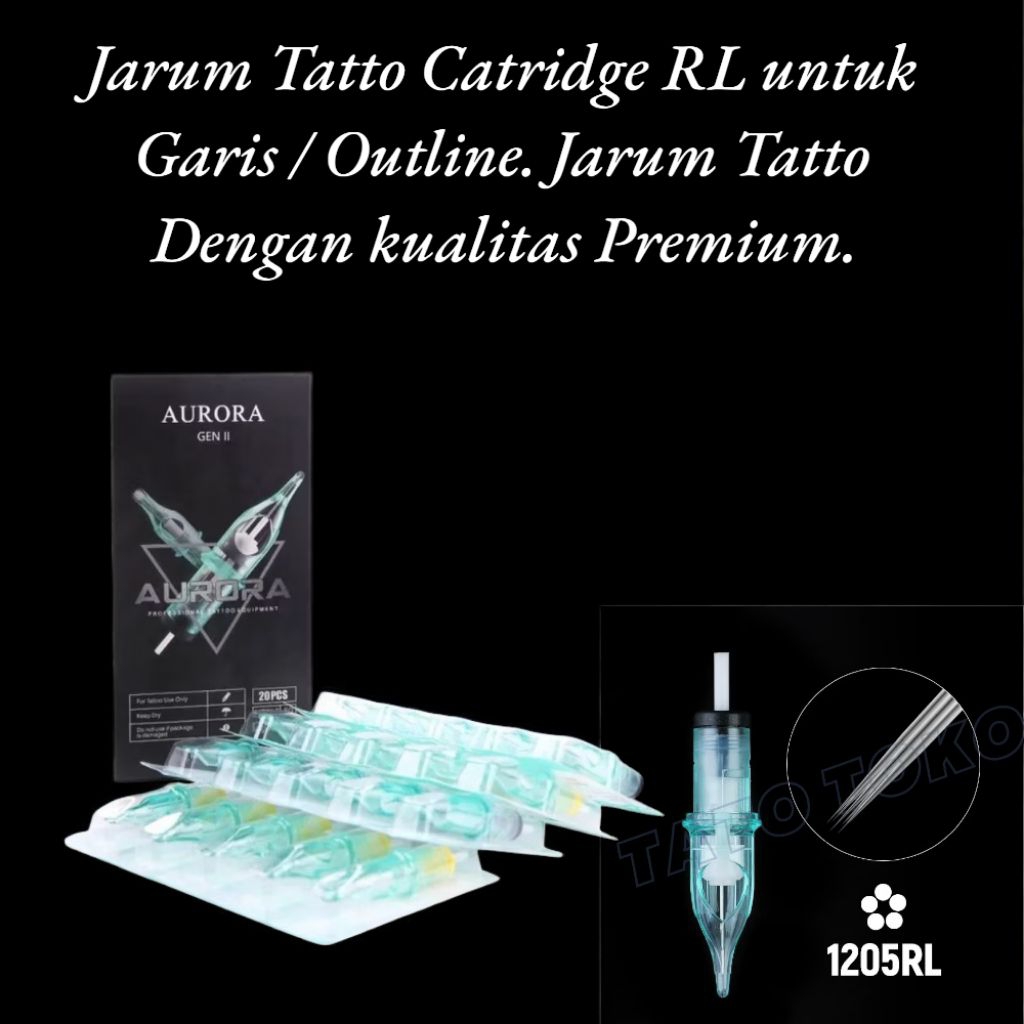 Jarum Tatto Catridge 05RL untuk Garis / Outline. Selembar isi 5 Batang. Jarum Tatto Dengan kualitas 